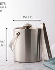 Stainless Steel Silver Ice Bucket with Tongs