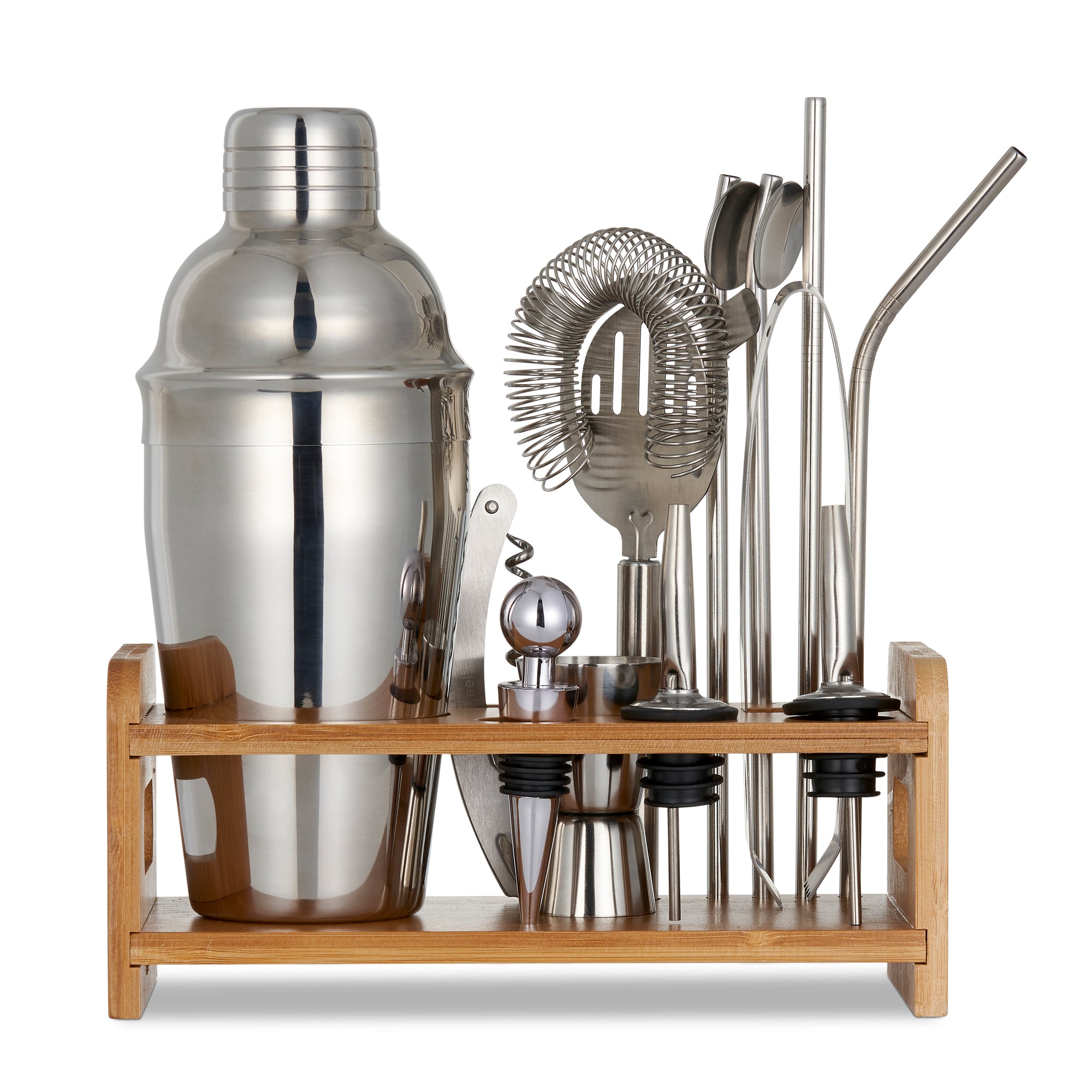 Stainless Steel Silver Cocktail Set with Stand