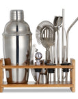 Stainless Steel Silver Cocktail Set with Stand