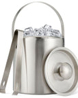 Stainless Steel Silver Ice Bucket with Tongs