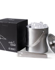 Stainless Steel Silver Ice Bucket with Tongs