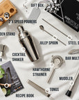Stainless Steel Silver Cocktail Set with Stand