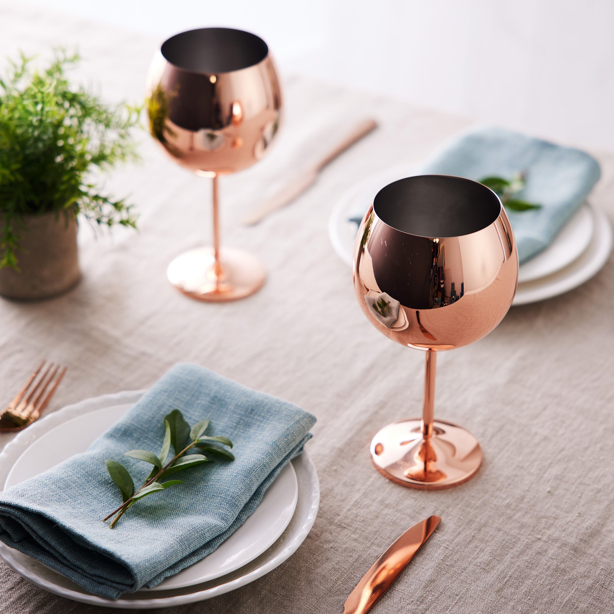 Stainless Steel Rose Gold Gin Glasses