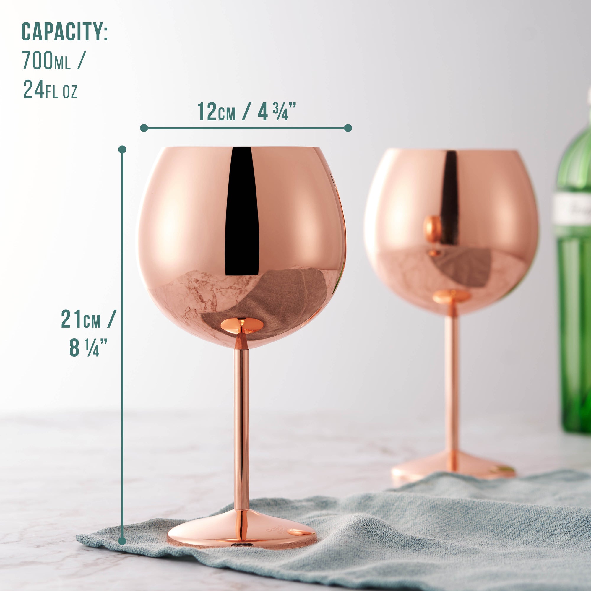 Stainless Steel Rose Gold Gin Glasses