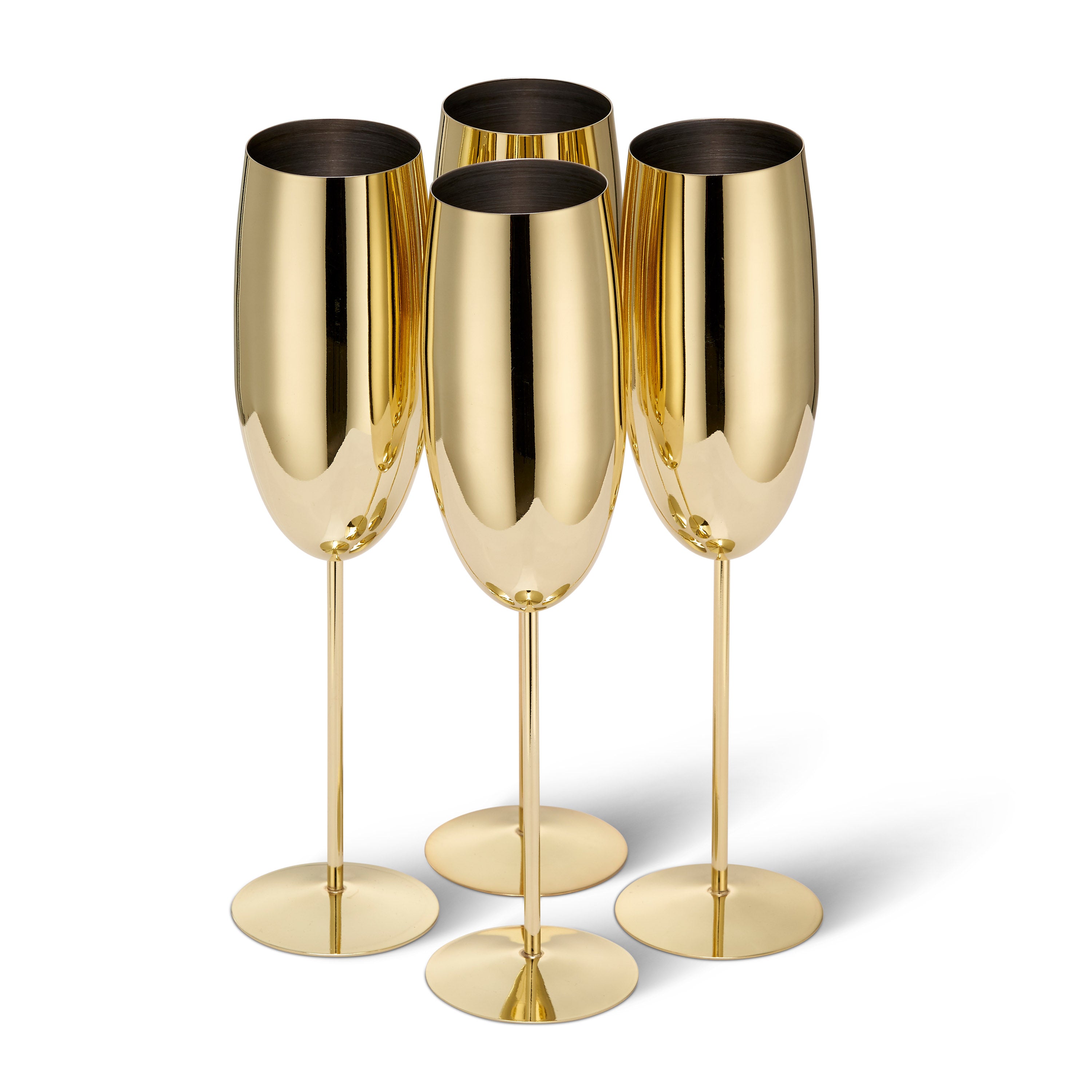 4 Gold Stainless Steel Champagne Flutes – Oak & Steel