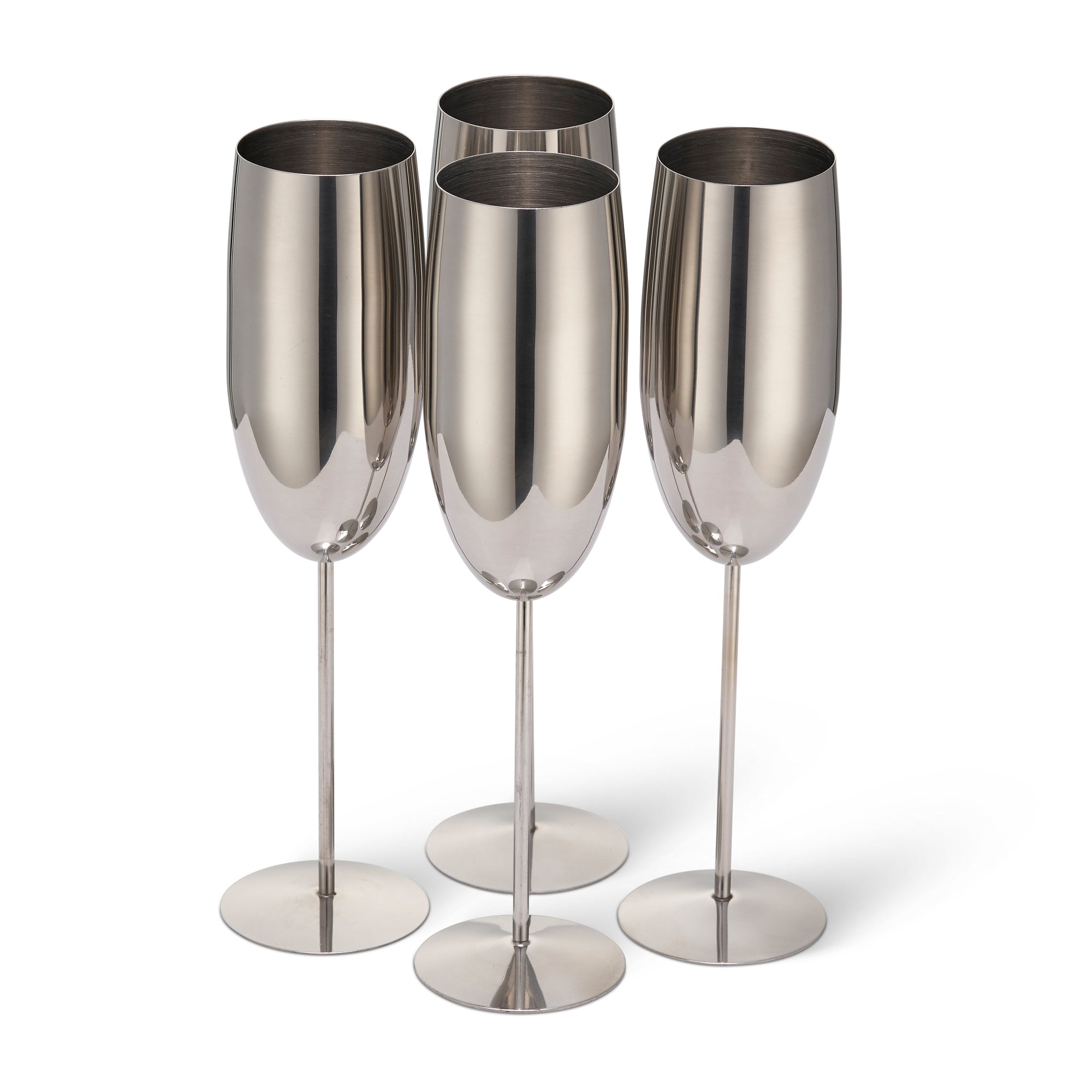 Stainless Steel Silver Champagne Flutes