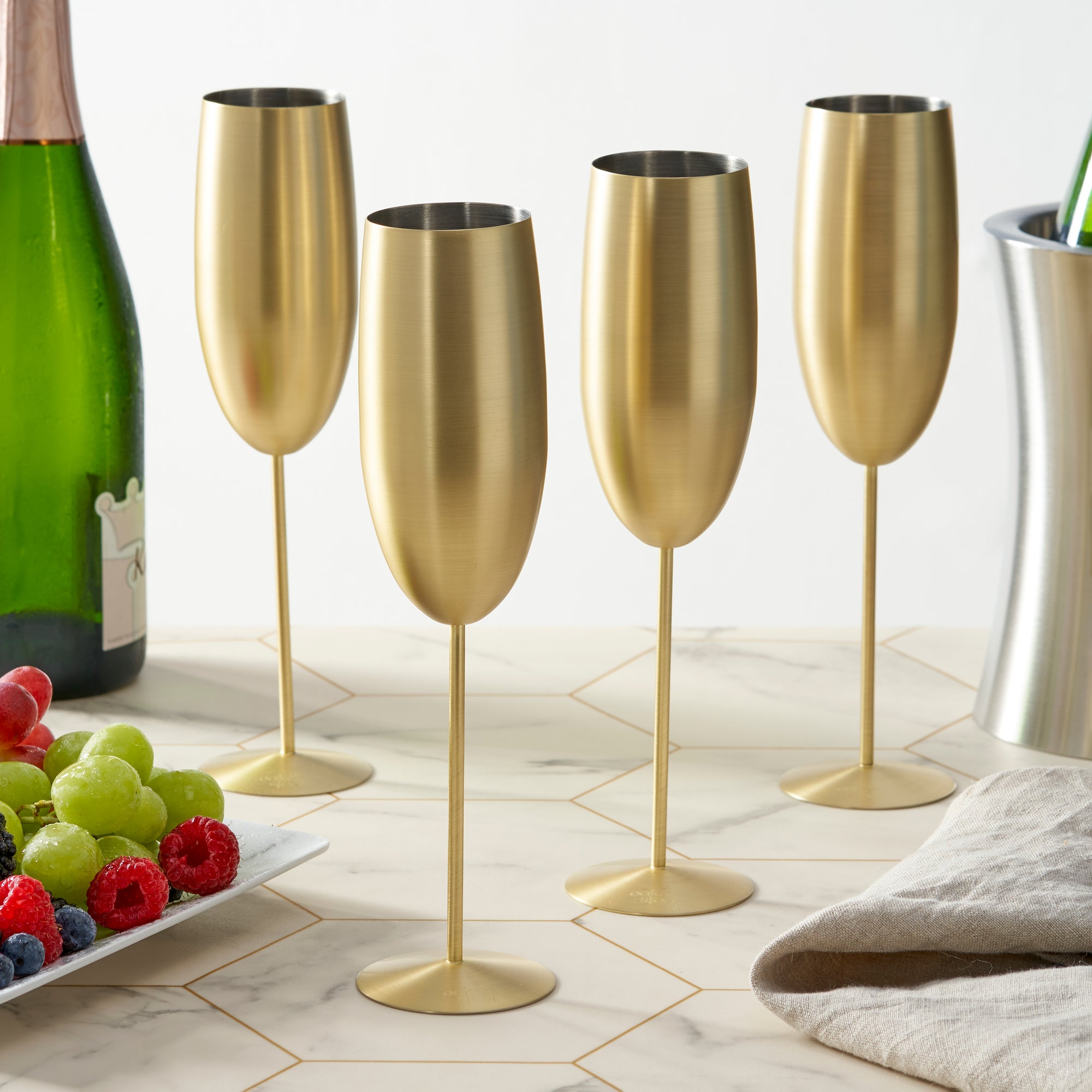Stainless Steel Matte Gold Champagne Flutes