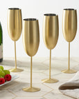 Stainless Steel Matte Gold Champagne Flutes
