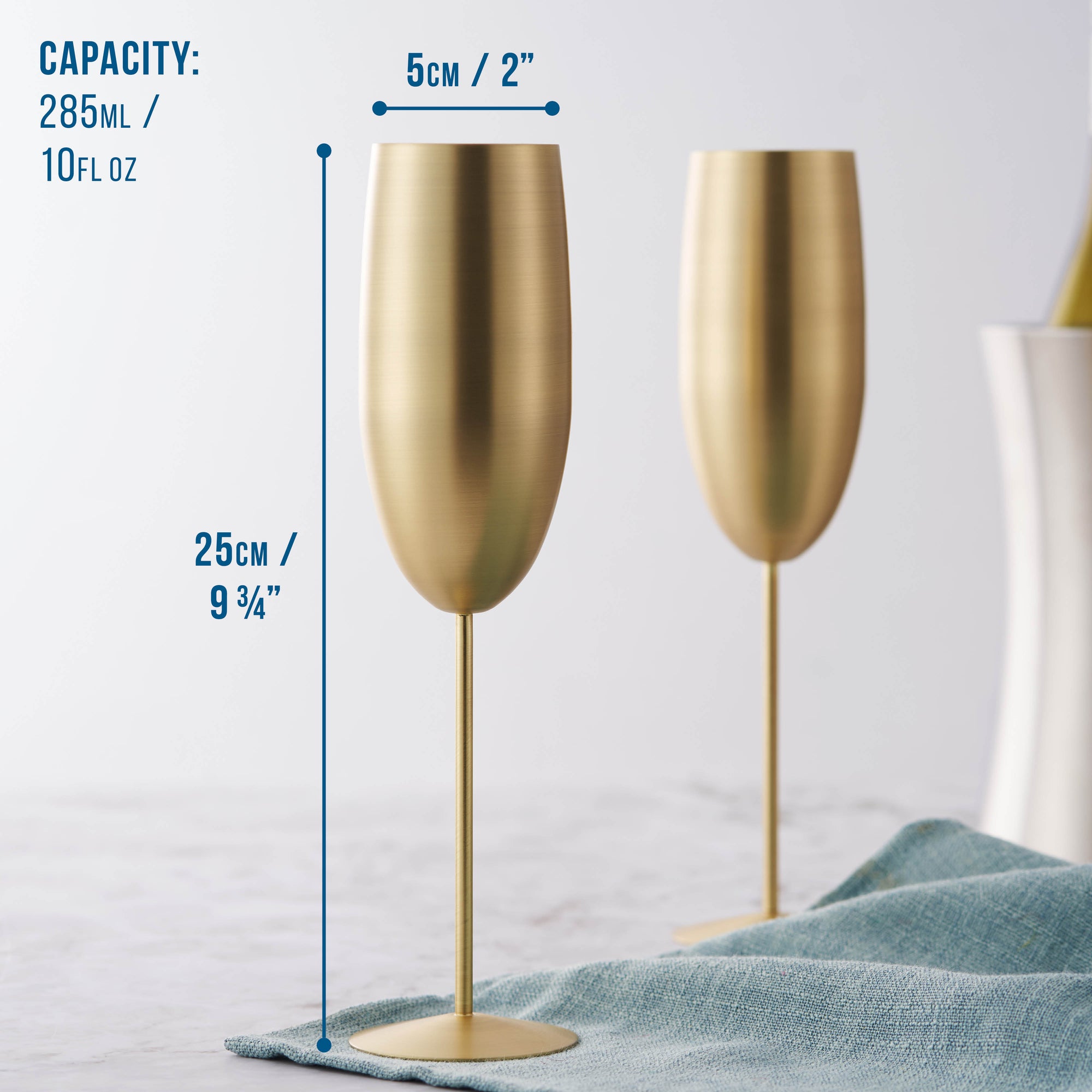Stainless Steel Matte Gold Champagne Flutes