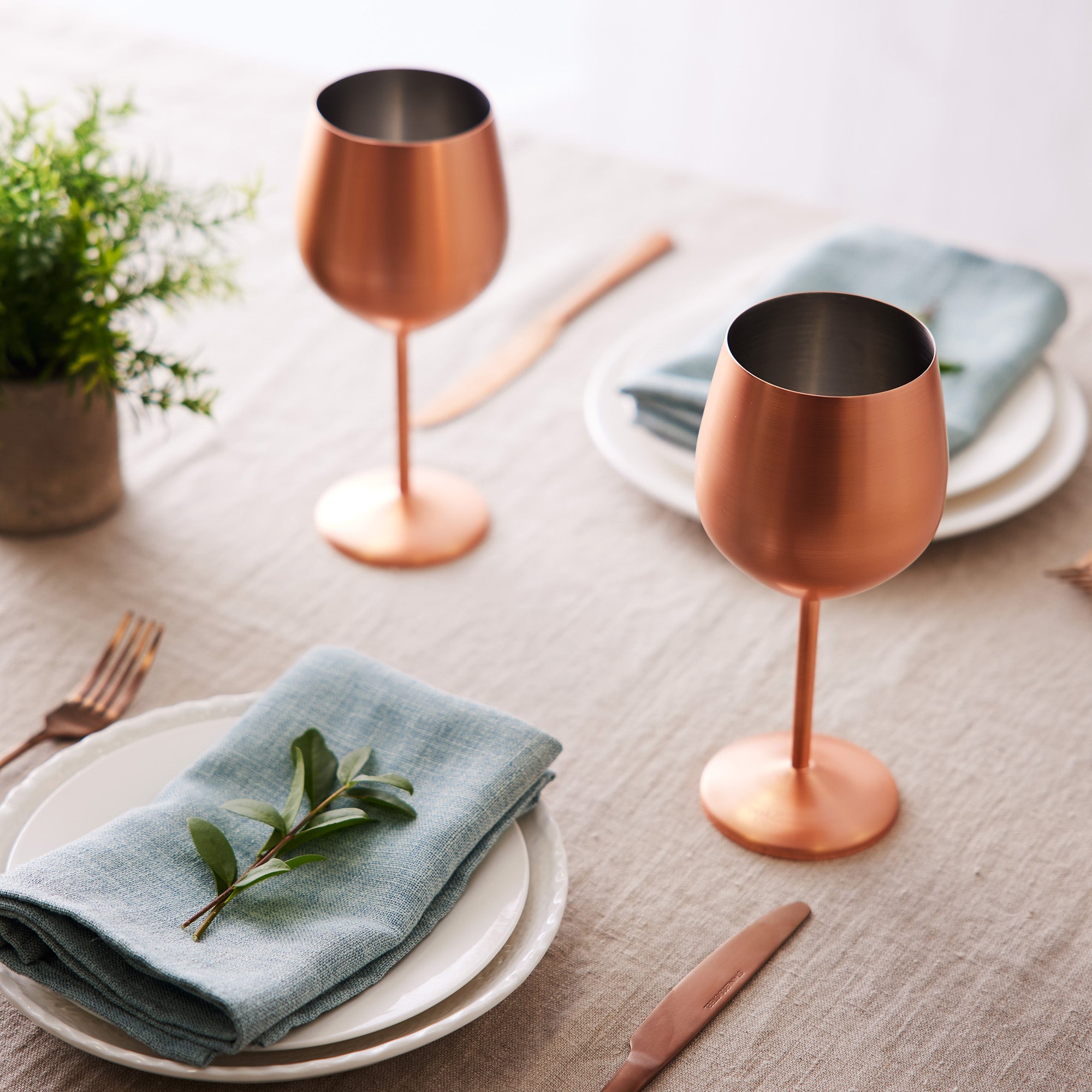 Stainless Steel Matte Rose Gold Wine Glasses