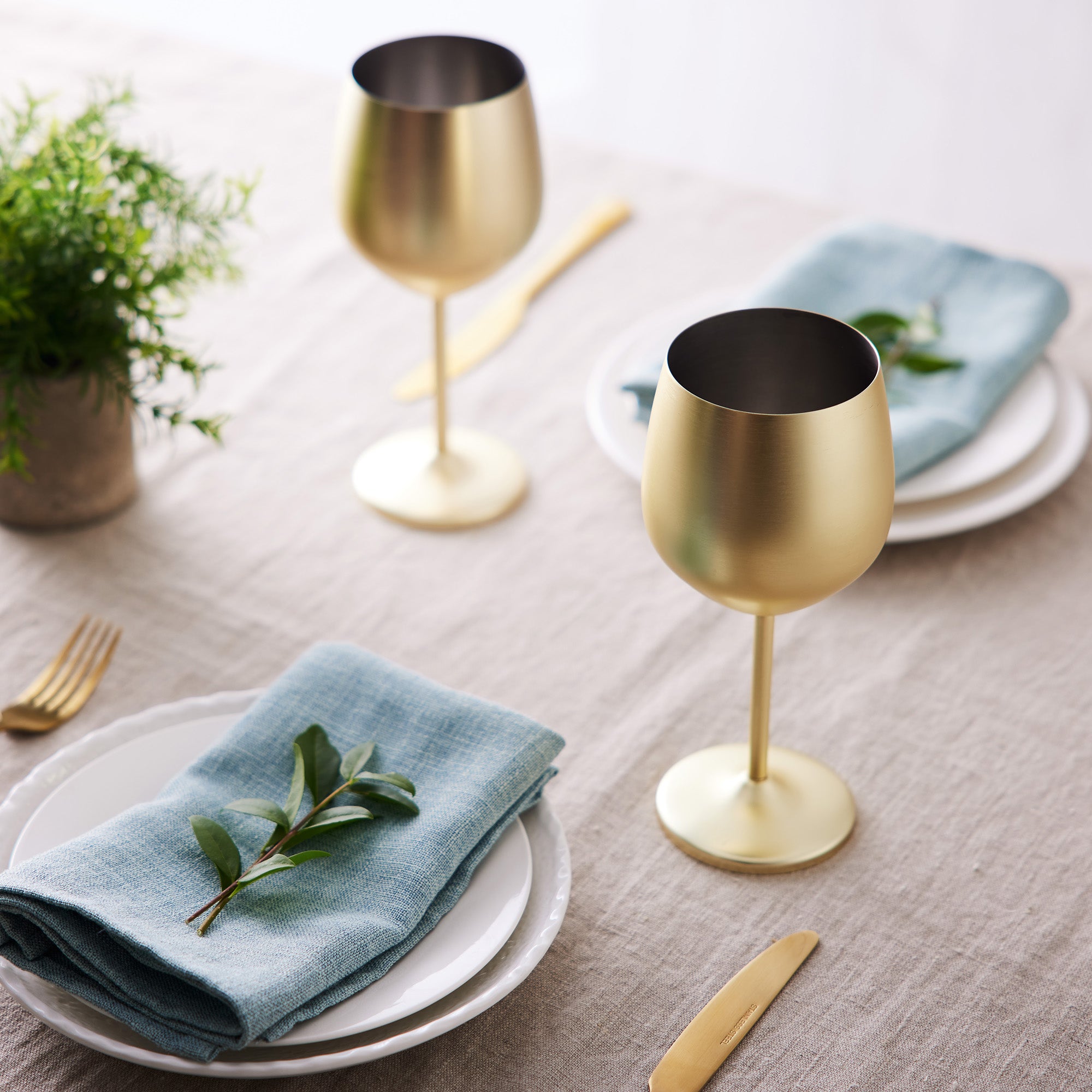 Stainless Steel Matte Gold Wine Glasses