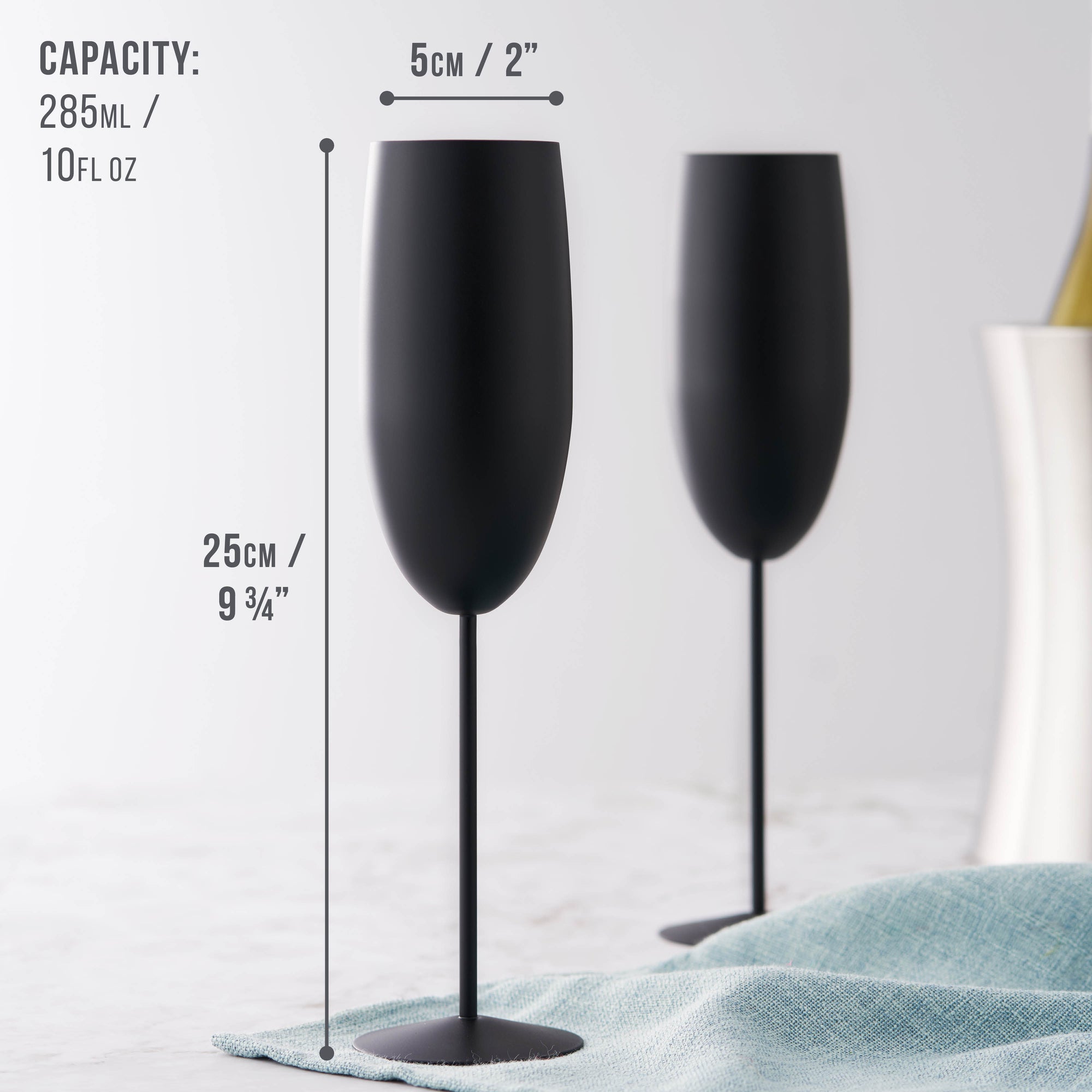 Stainless Steel Matte Black Champagne Flutes