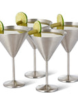 Stainless Steel Matte Silver Martini Cocktail Glasses