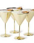 Stainless Steel Gold Martini Cocktail Glasses