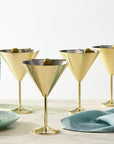 Stainless Steel Gold Martini Cocktail Glasses