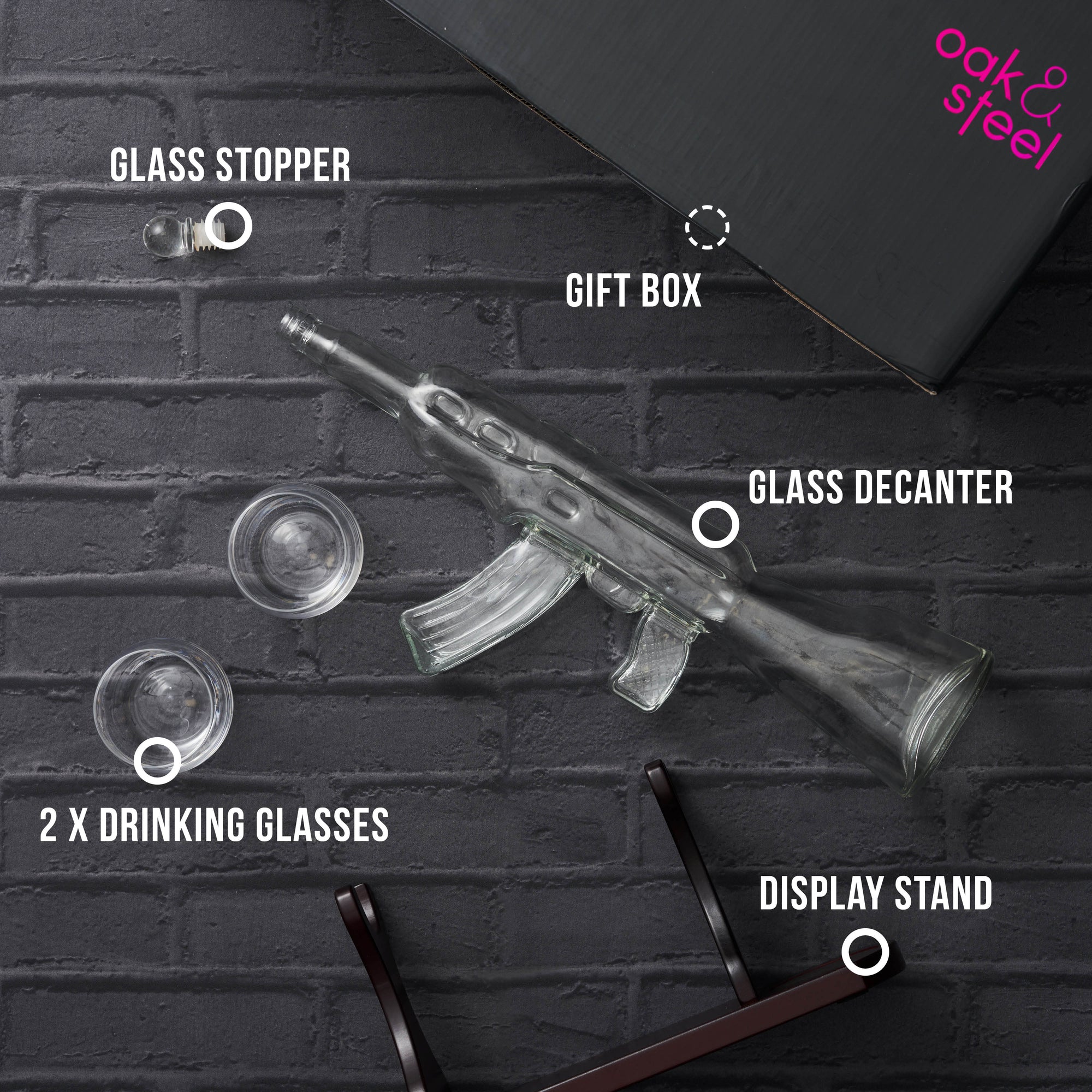 Glass Gun Whiskey Decanter Set