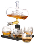 Glass Ship Whiskey Decanter Set