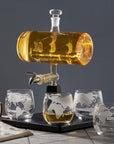 Glass Ship Whiskey Decanter Set