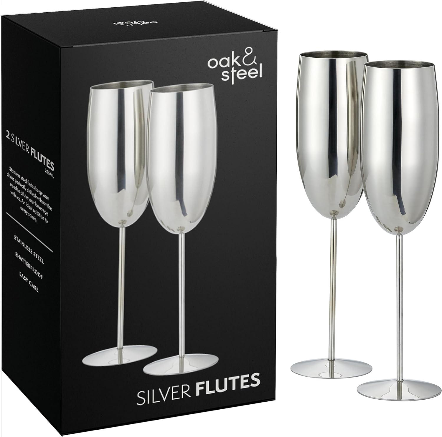 Stainless Steel Silver Champagne Flutes