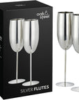 Stainless Steel Silver Champagne Flutes