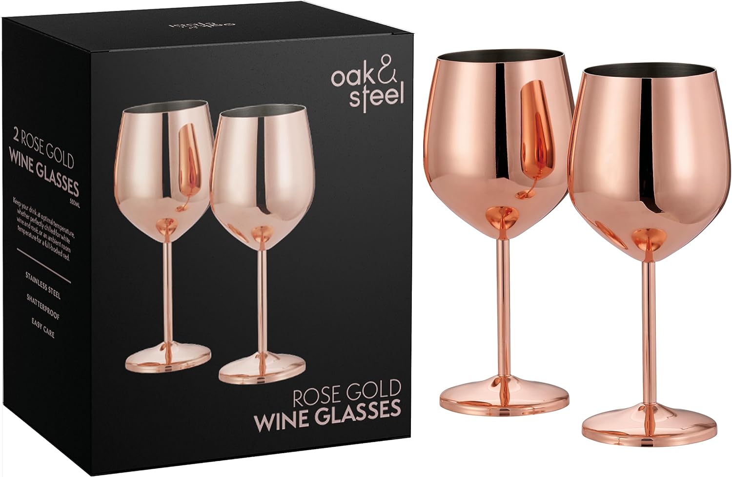 Stainless Steel Rose Gold Wine Glasses