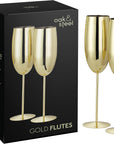 Stainless Steel Gold Champagne Flutes