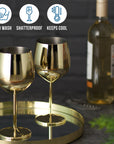 2 Gold Stainless Steel Wine Glasses