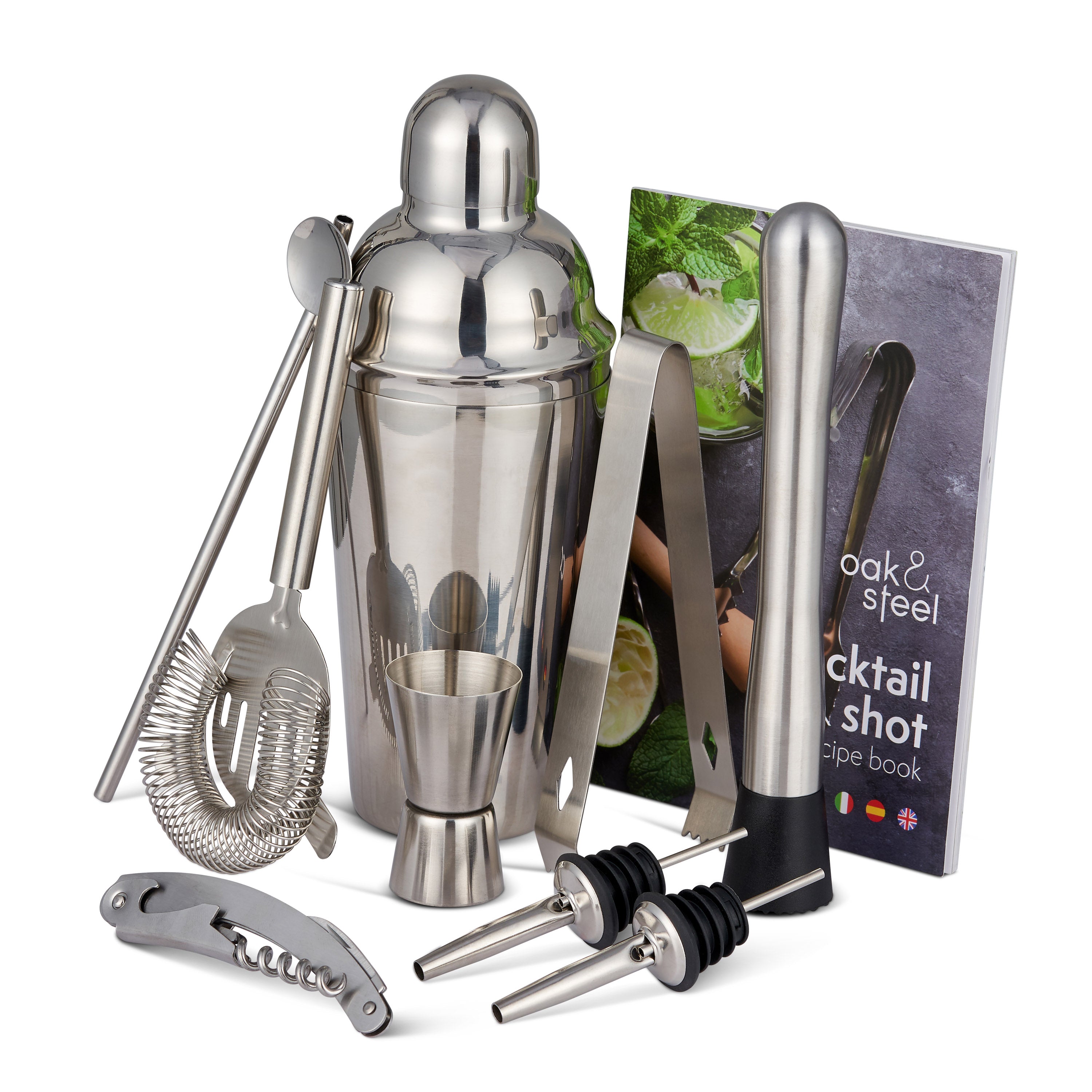 10pcs Silver Stainless Steel Cocktail Set