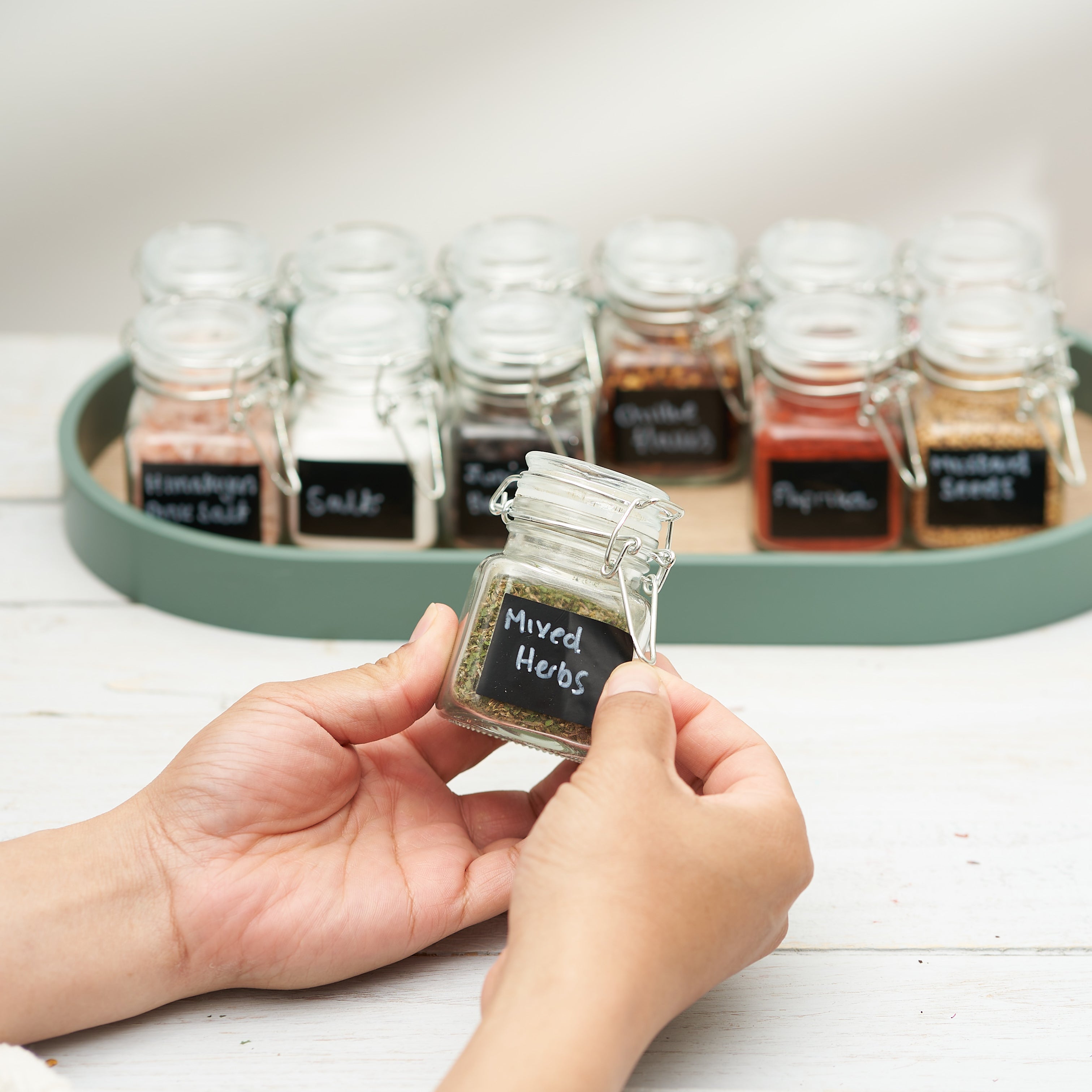 Mini Clip Top Glass Spice Storage Jars – Oak & Steel