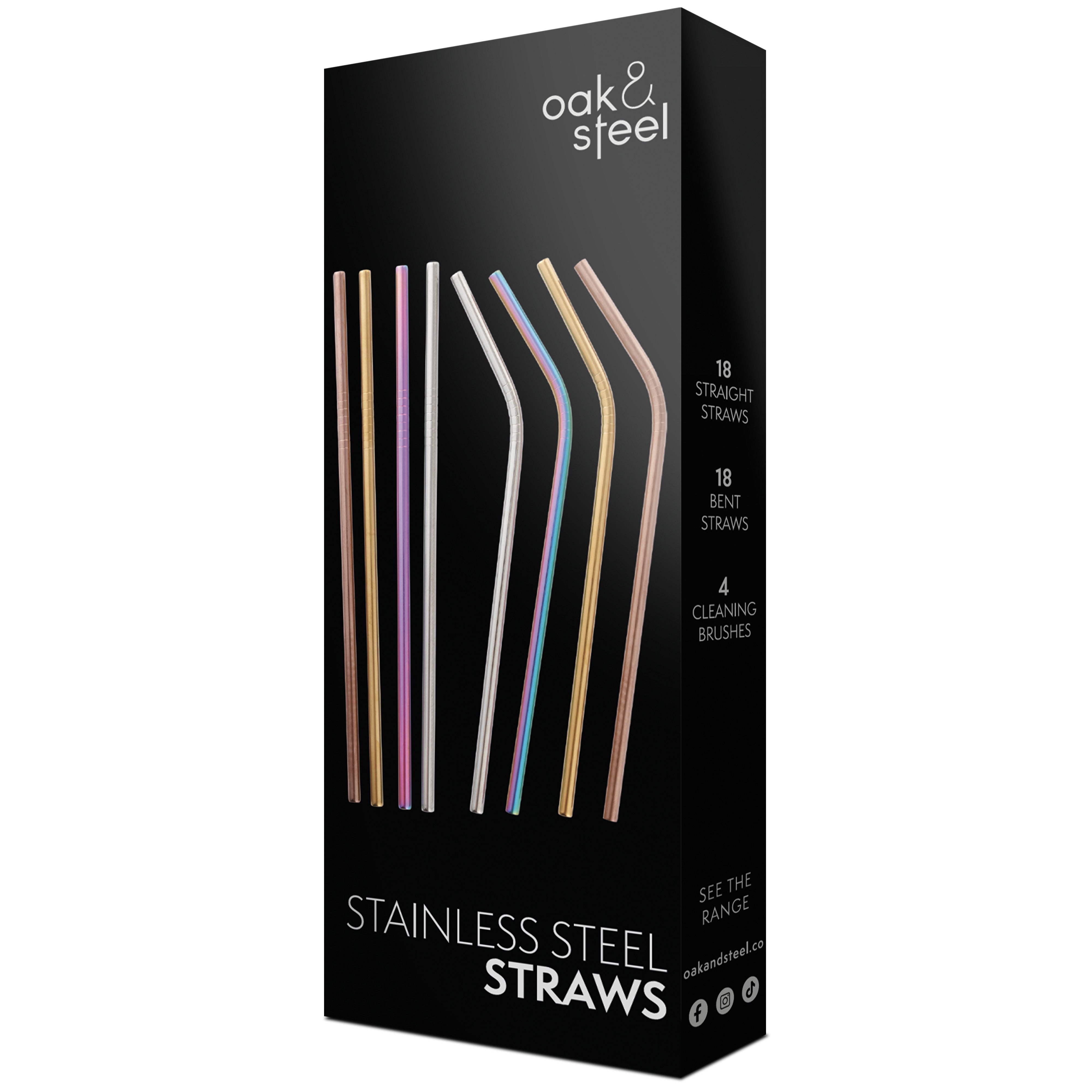 36 Stainless Steel Reusable Straws with 4 Brushes
