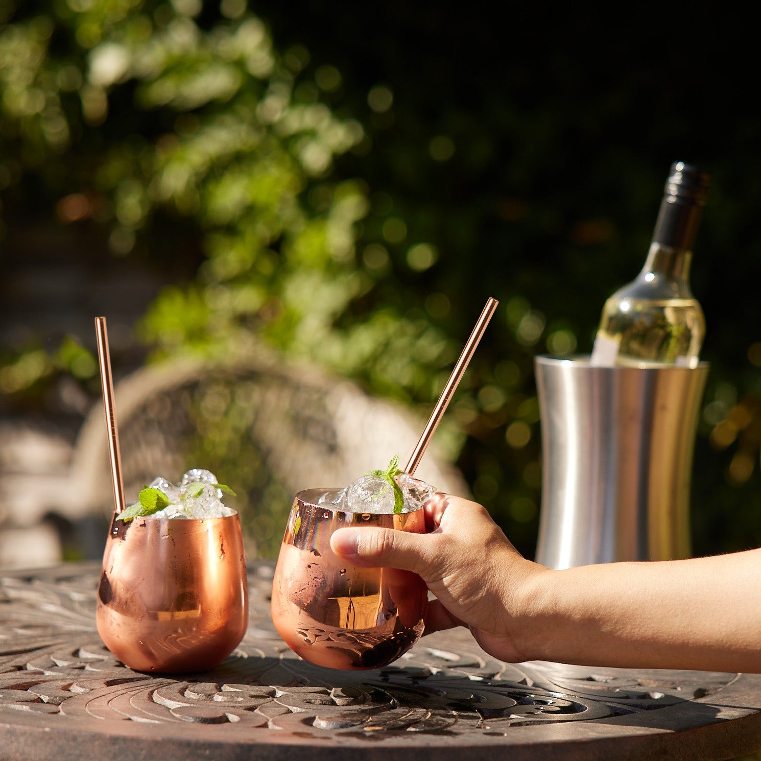 4 Rose Gold Stainless Steel Tumblers with Straws