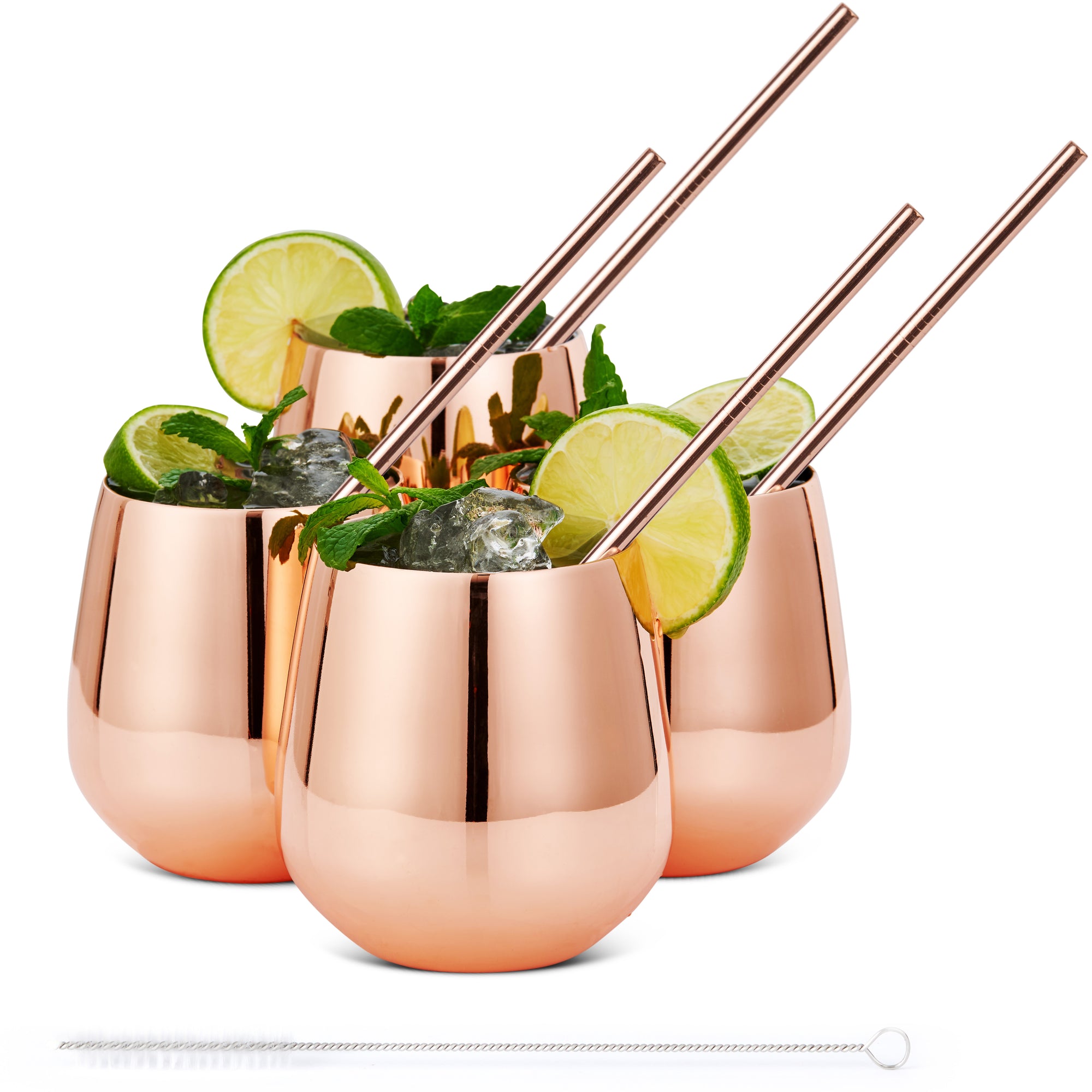 Stainless Steel Rose Gold Tumblers with Straws