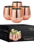 Stainless Steel Rose Gold Tumblers with Straws