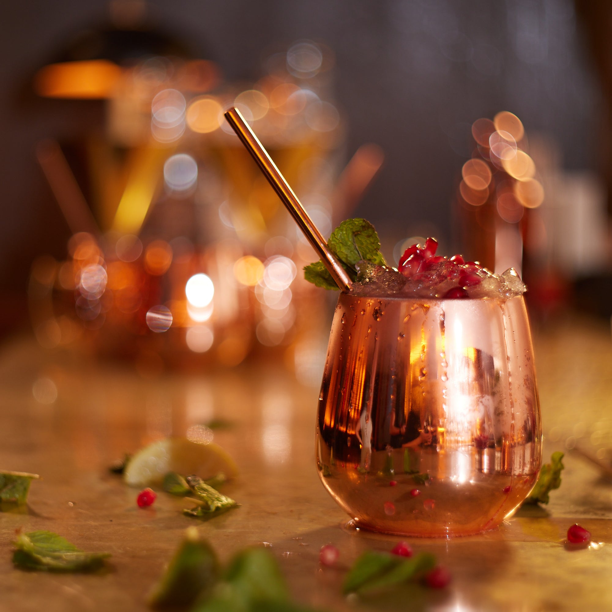 Stainless Steel Rose Gold Tumblers with Straws