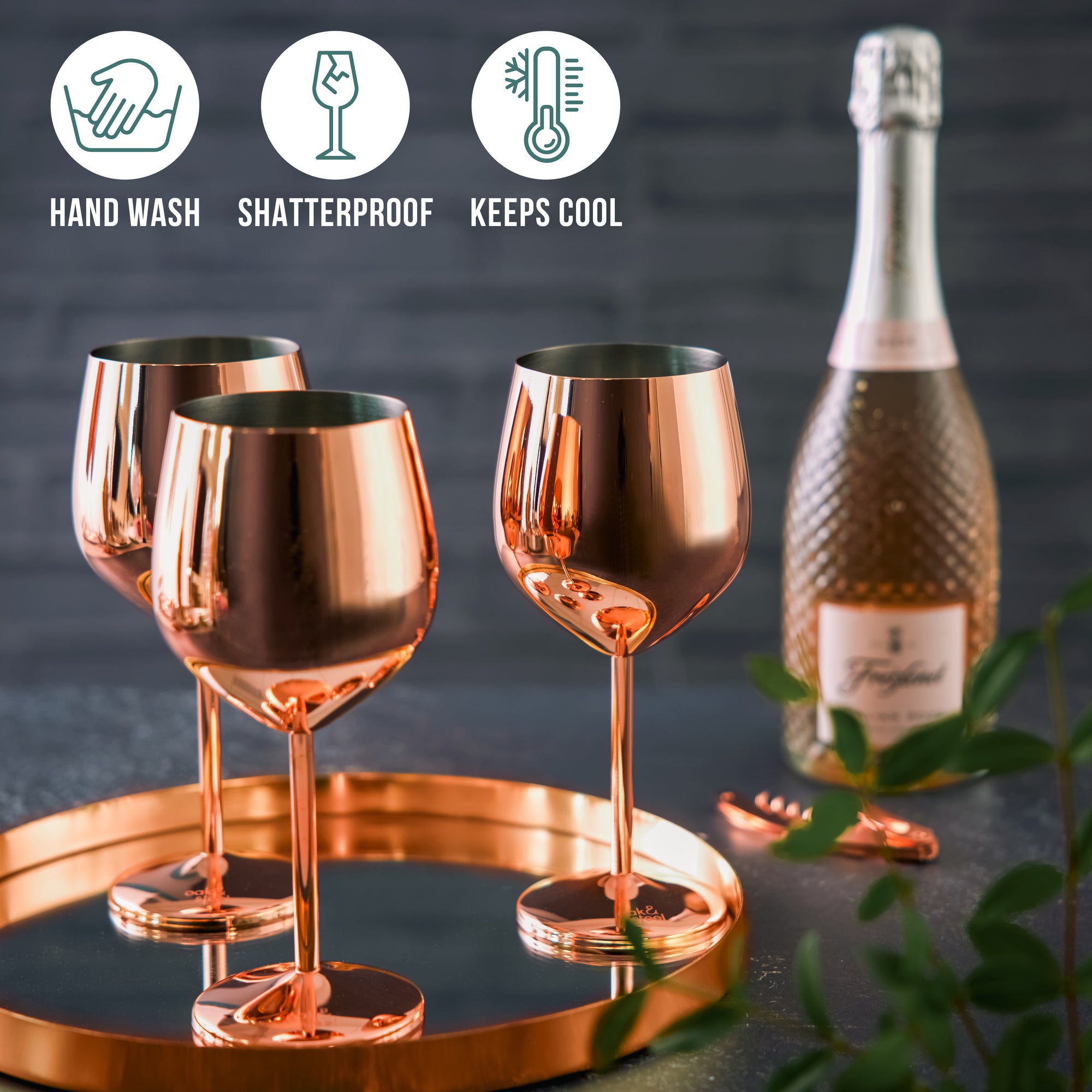 Stainless Steel Rose Gold Wine Glasses