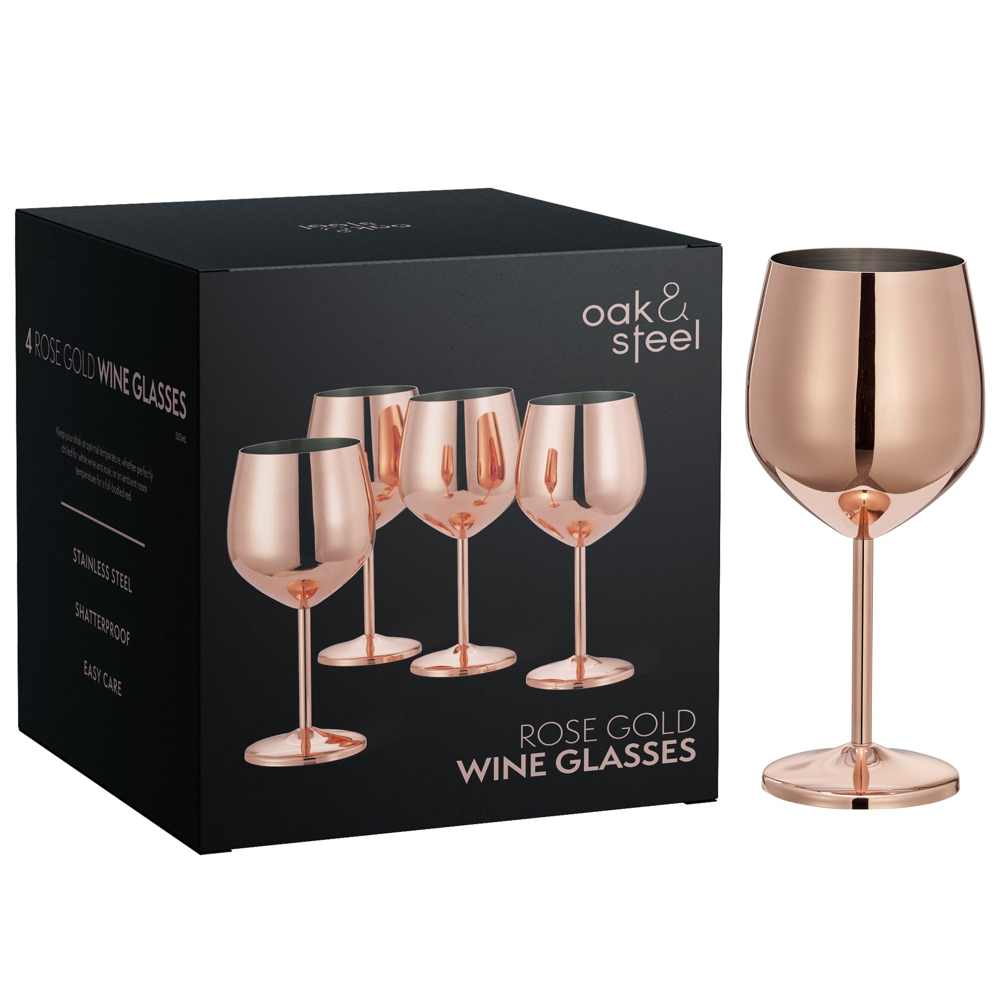 Stainless Steel Rose Gold Wine Glasses