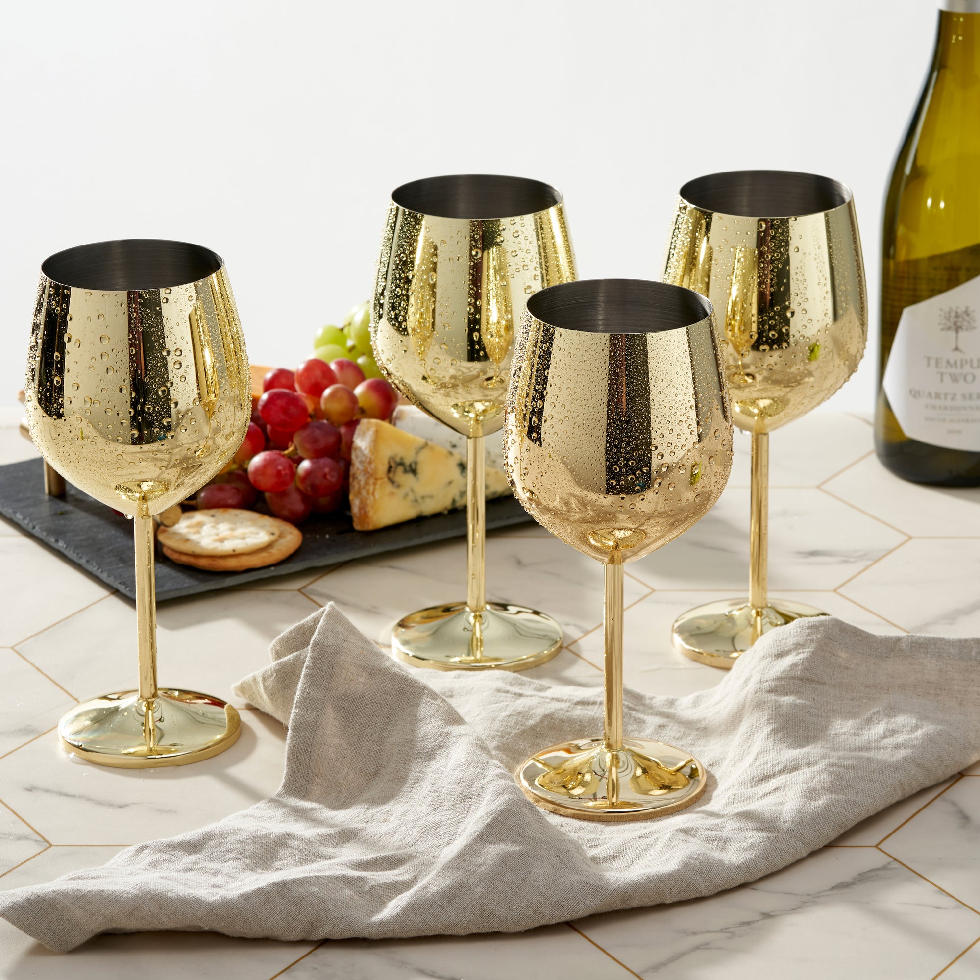 Stainless Steel Gold Wine Glasses