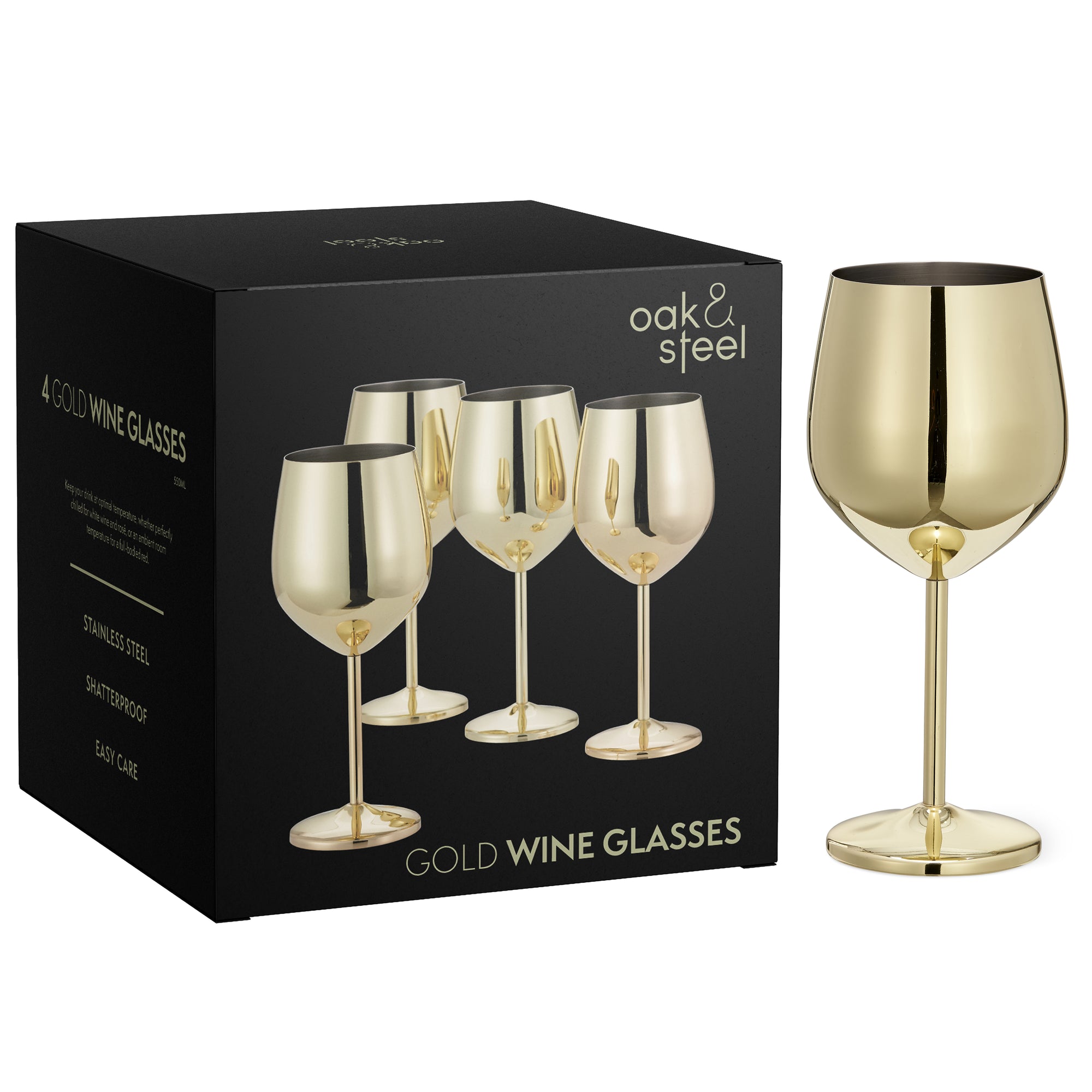 Stainless Steel Gold Wine Glasses