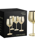 4 Gold Stainless Steel Wine Glasses