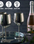 4 Silver Stainless Steel Wine Glasses