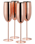 4 Rose Gold Stainless Steel Champagne Flutes