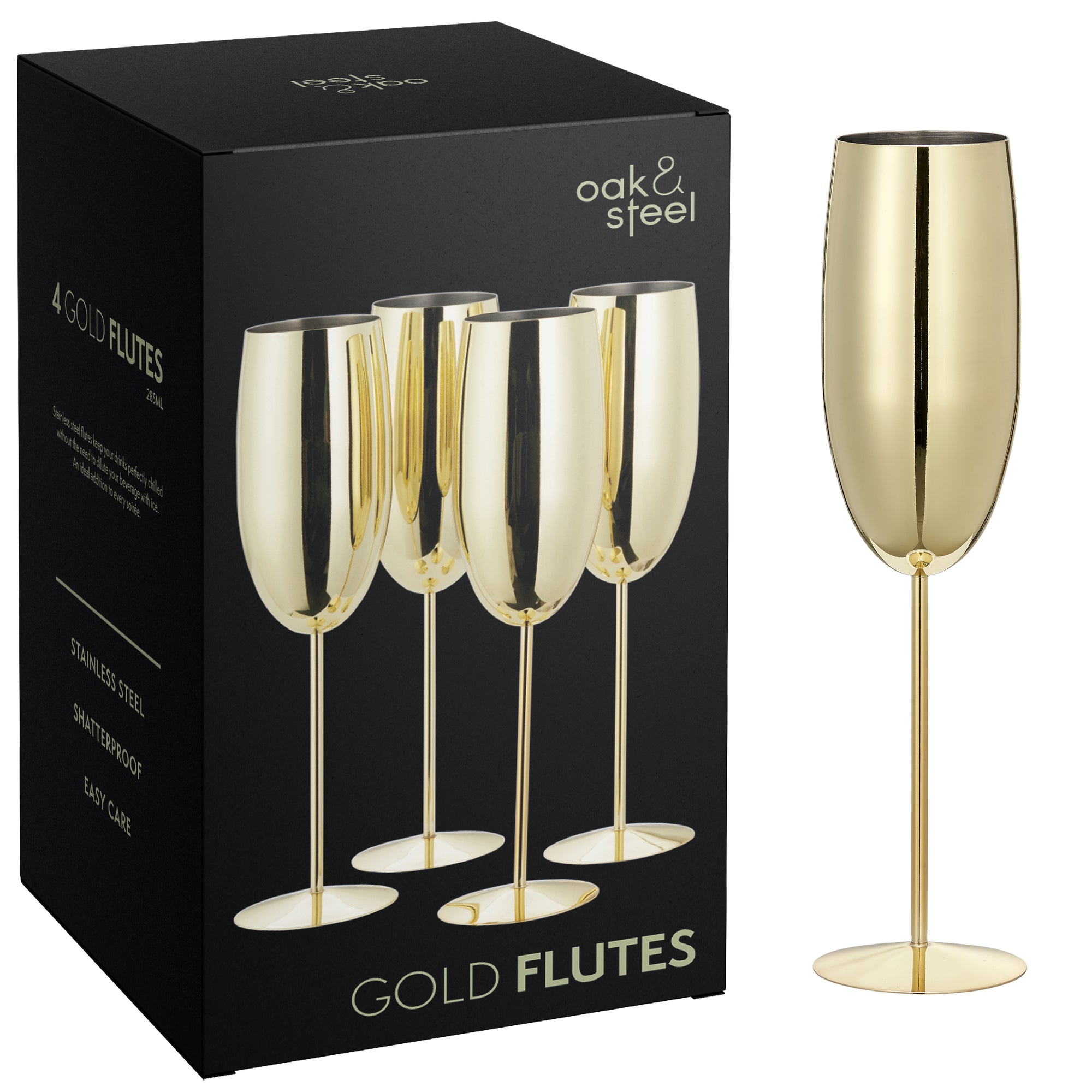 Stainless Steel Gold Champagne Flutes