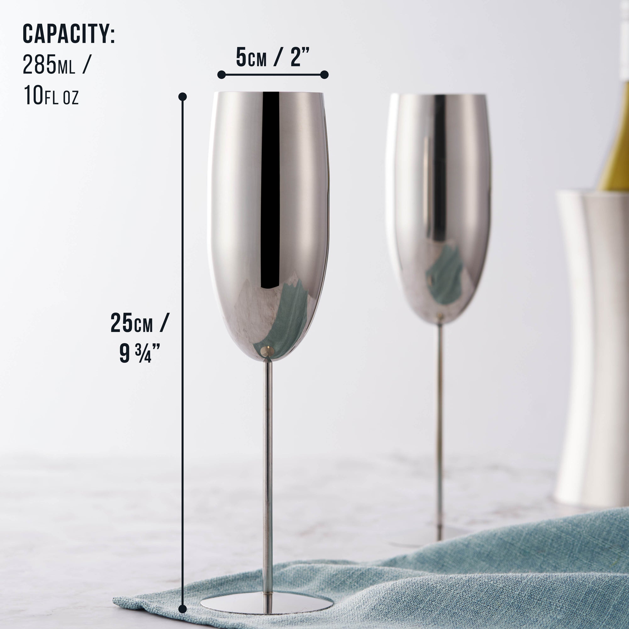 Stainless Steel Silver Champagne Flutes