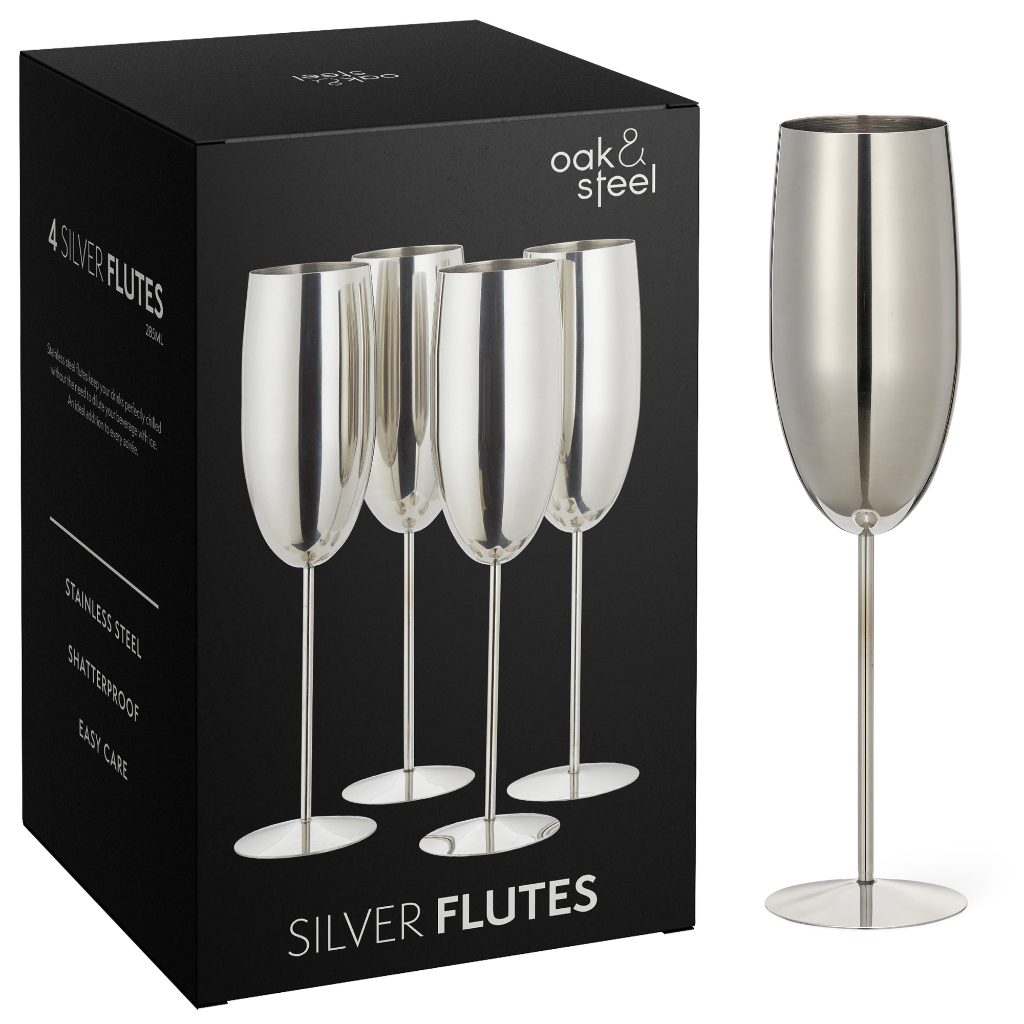 Stainless Steel Silver Champagne Flutes