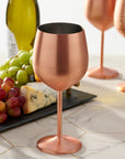 4 Matte Rose Gold Stainless Steel Wine Glasses