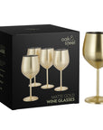 4 Matte Gold Stainless Steel Wine Glasses