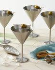 4 Silver Stainless Steel Martini Cocktail Glasses