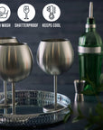 4 Matte Silver Stainless Steel Gin Glasses