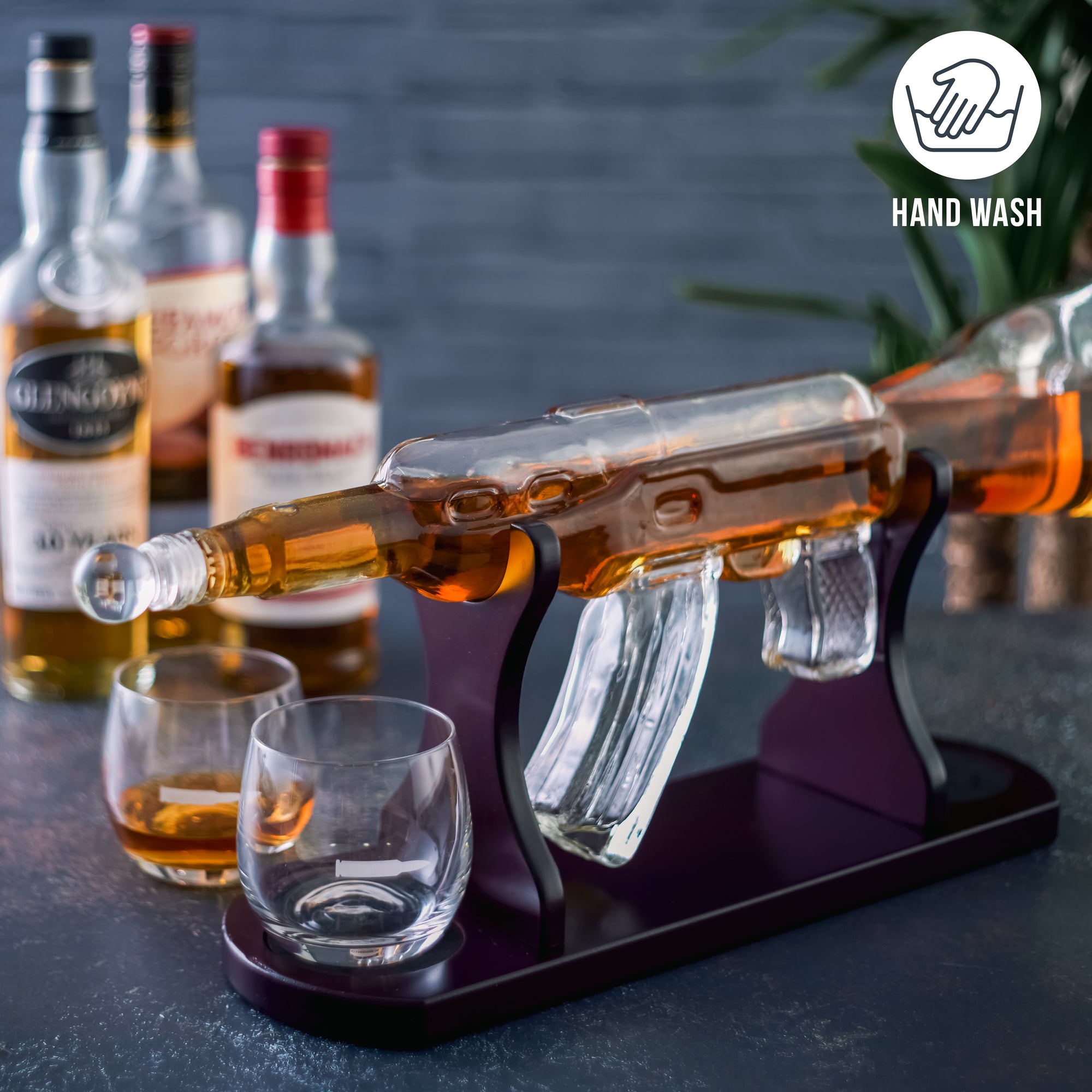 Glass Gun Whiskey Decanter Set