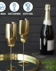 2 Gold Stainless Steel Champagne Flutes